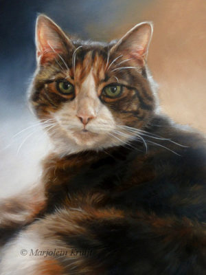 katten schilderij in opdracht cyperse kat marjolein kruijt