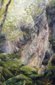 'Droge waterval bij Herisson', 70x100 cm, olieverf (NTK)