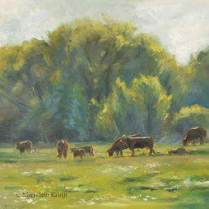 'Koeien'- en plein air, 20x20 cm, olieverf (N/A)