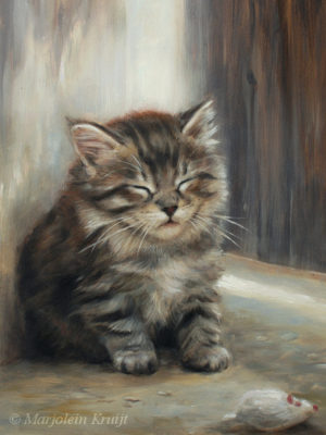 'Dromenland'-kitten, 18x24 cm, olieverf schilderij (verkocht)