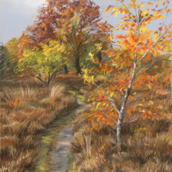 'Herfst op de heide', ca 25x30 cm, pastel