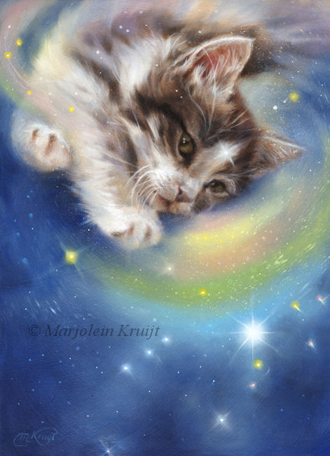 'Release' -Kitten/Orion, 30x22 cm, olieverf (te koop)