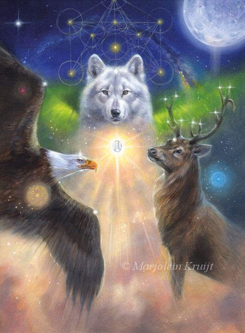 Cover schilderij Archangel Animal oracle card deck - wolf, bald eagle, stag