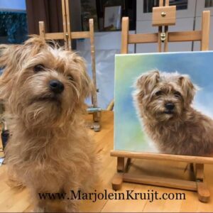 Portret schilderij: honden- en huisdierportretten in opdracht door Marjolein Kruijt