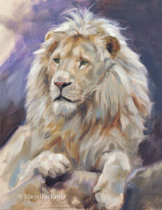 'Witte leeuw', 18x24 cm, olieverf schilderij, (te koop)