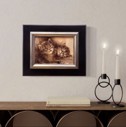 'Kittens in sepia', 18x24 cm, olieverf schilderij (te koop)
