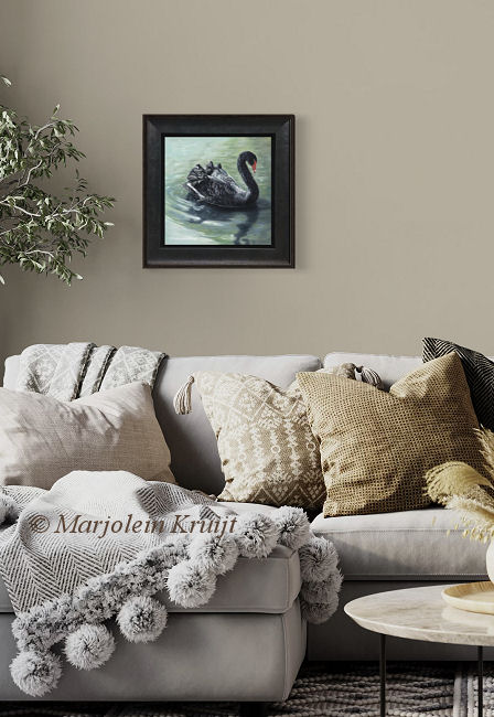 'Zwarte zwaan', 30x30 cm, olieverf schilderij (te koop)