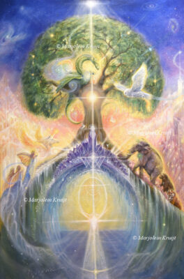 'The Grand Awakening'- tree of life Yggdrasil 120x80 cm, olieverf op doek