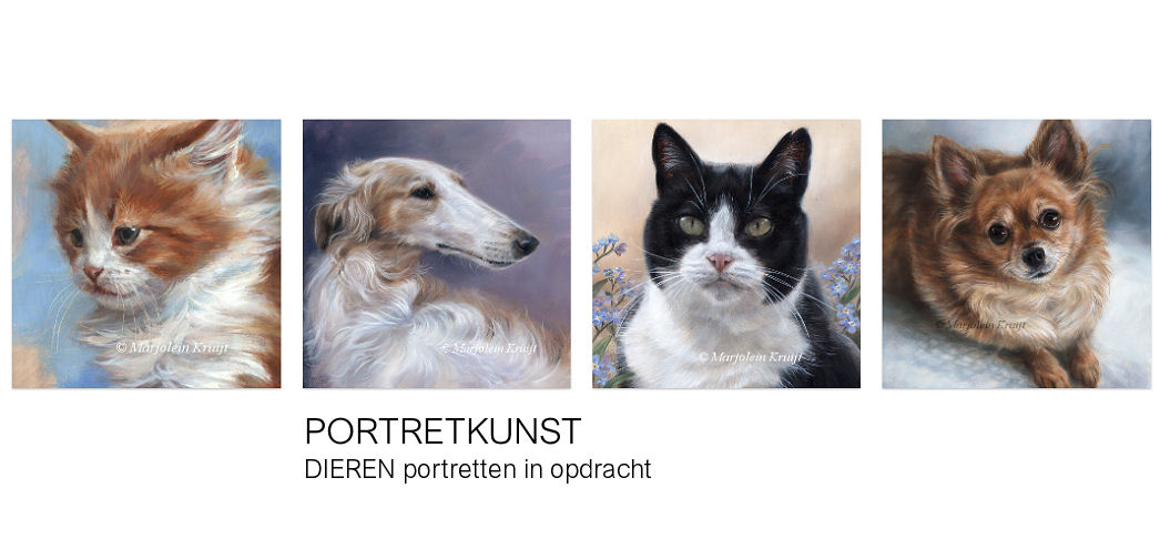 Huisdier portretten in opdracht - portret kunstenaar Marjolein Kruijt