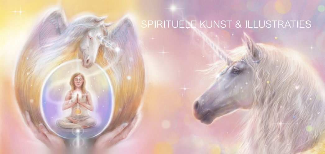spirituele illustraties en kunst in opdracht, eenhoorns door illustrator Marjolein Kruijt