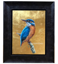 'Ijsvogel' schilderij met 24K bladgoud [te koop]