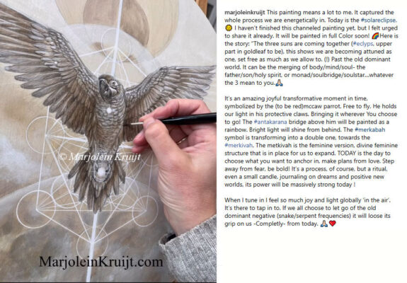 'Spirituele kunst' Marjolein Kruijt kunstenaar, ara, merkivah, merkabah symbool